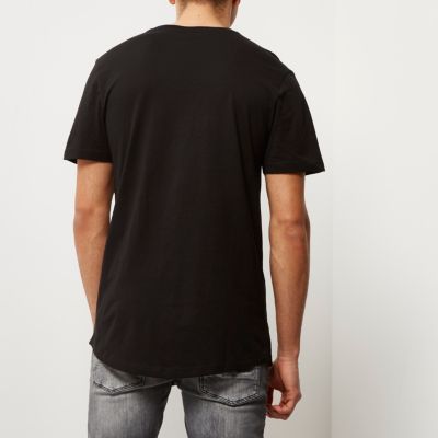 Black curved hem longline T-shirt